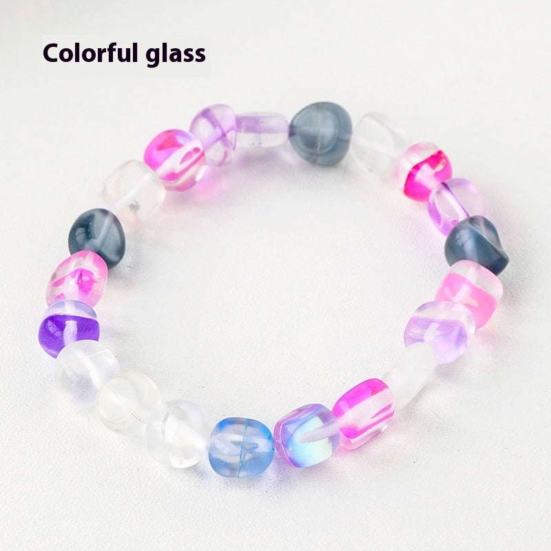 Natural Amethyst Large Particle Gravel Rolling Stone Bracelet