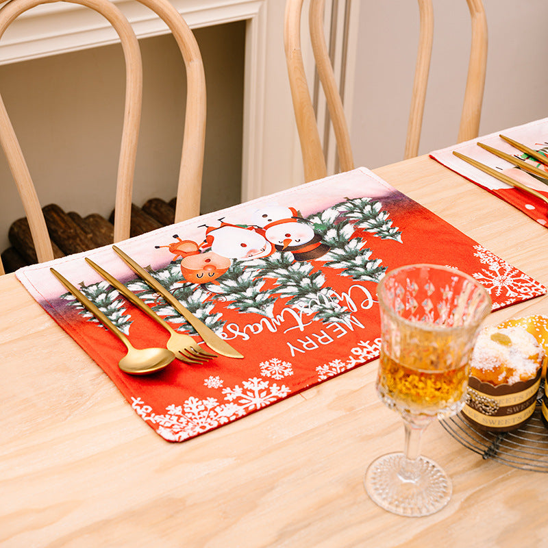 New Christmas Decorations Cartoon Old Man Table Mat Christmas Tablecloth Mat Creative Printing Placemat