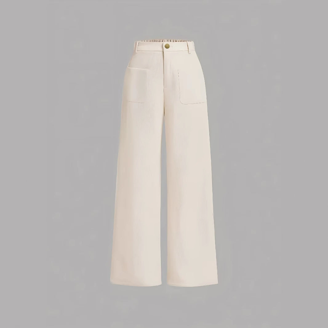 Women’s Corduroy Straight-Leg Pants – Casual Mid-Waist Trousers