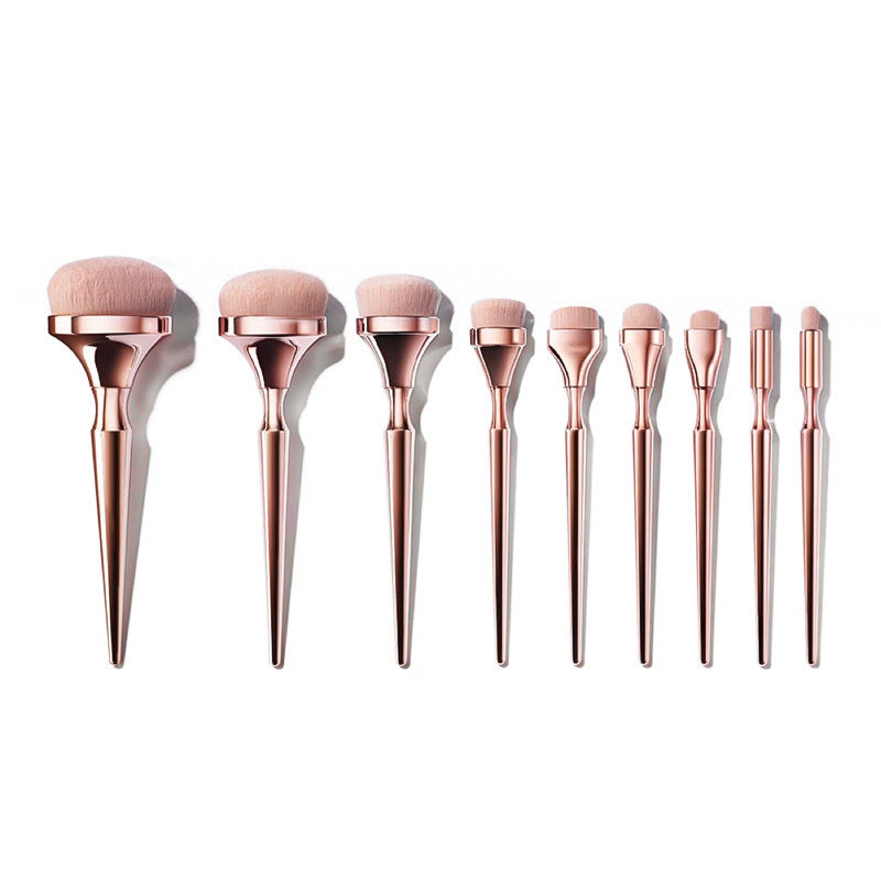 9-Piece Portable Makeup Brush Set – Soft Man-Made Fiber Bristles with Plastic Handles