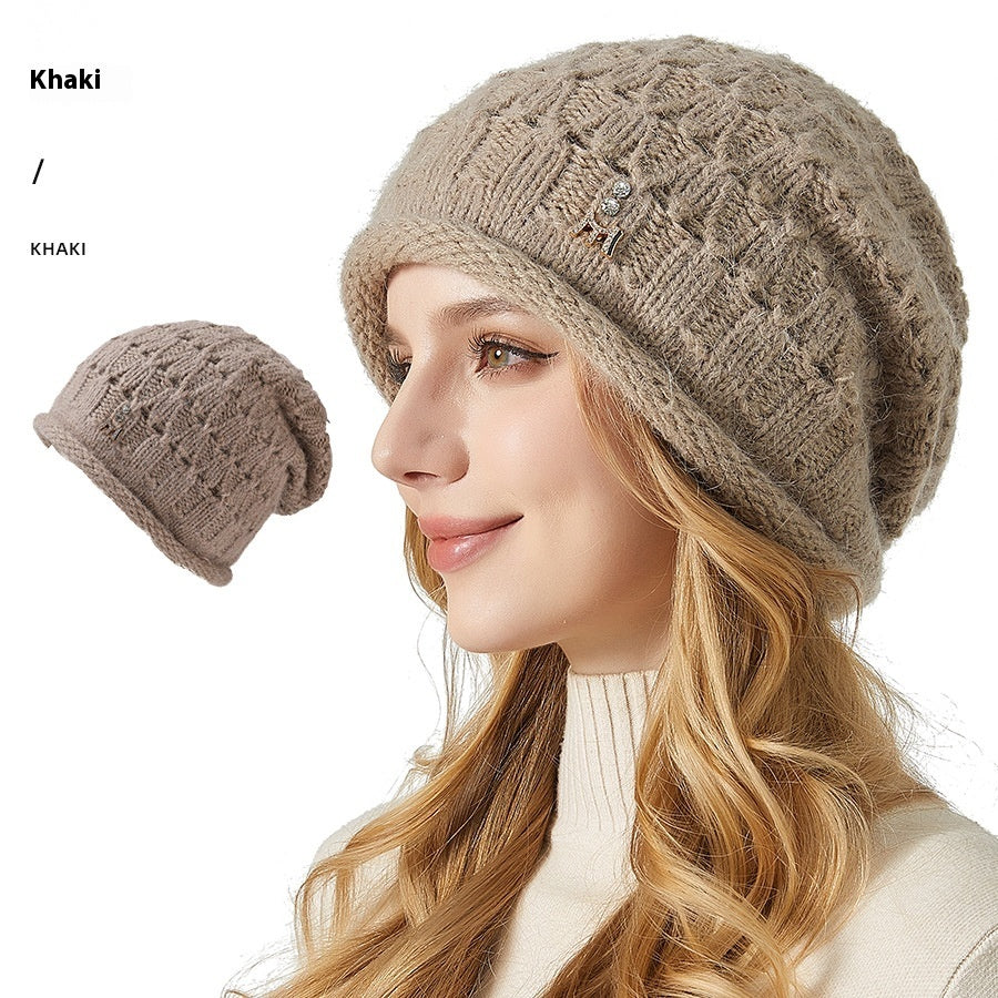 Knitted Hat Double-layer Thickened Rabbit Fur Pile Heap Cap
