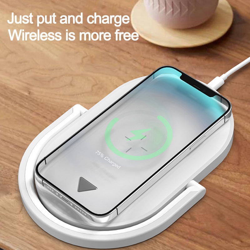 3-in-1 Foldable Wireless Charger & Night Light, 15W Qi Charging Station for iPhone, Apple Watch & AirPods