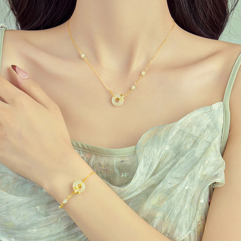 Women's Hetian Jade Safety Buckle Bracelet
