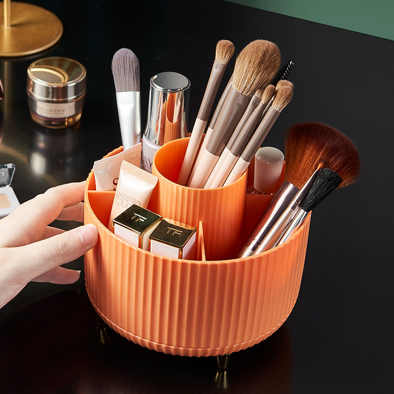 Desktop Swivel Makeup Brush Organizer – Rotating Cosmetic Storage Holder