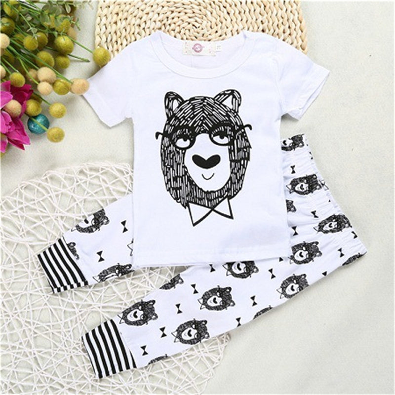 Baby 2-Piece Cotton Outfit – Printed Long Sleeve Top & Pants