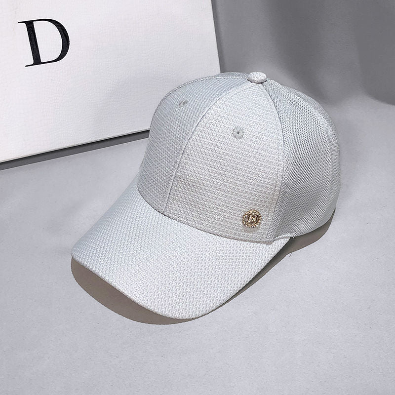 Women's Breathable Mesh Sunshade Rhinestone Letter Peaked Hat