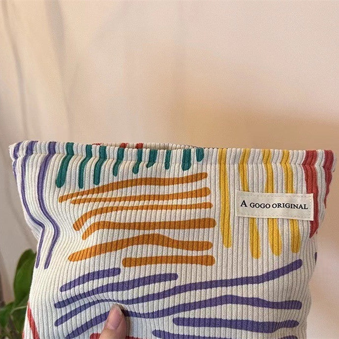 Ultra Light Striped Milky White Polyester Bag – Soft Cotton Blend Lining