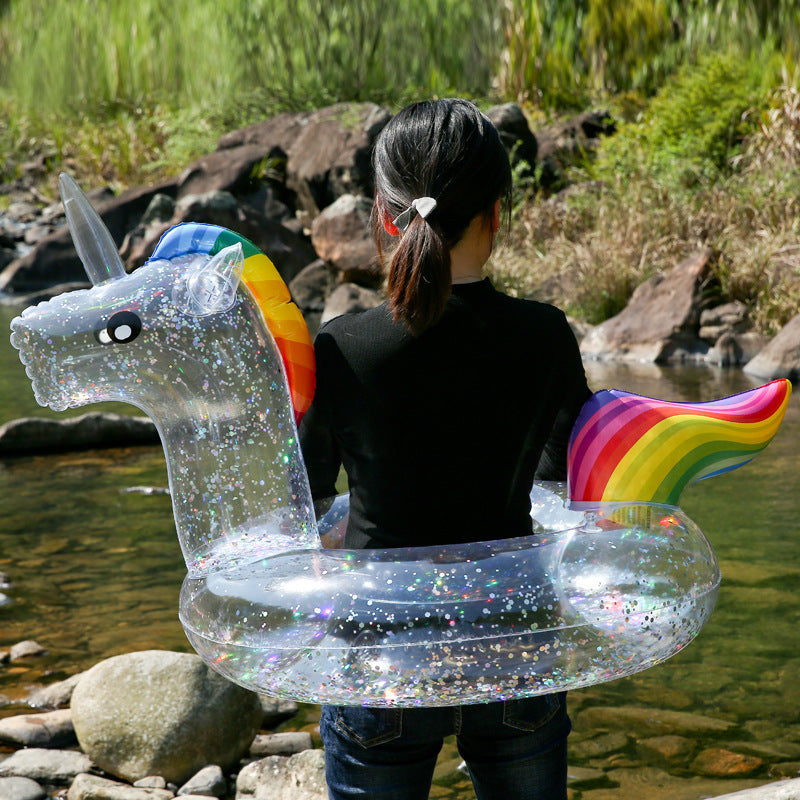 Inflatable Toy Thick Transparent Sequin Swimming Ring