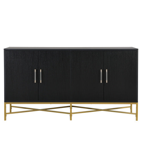 Four Door Cabinet With Metal And Crossed Leg Design