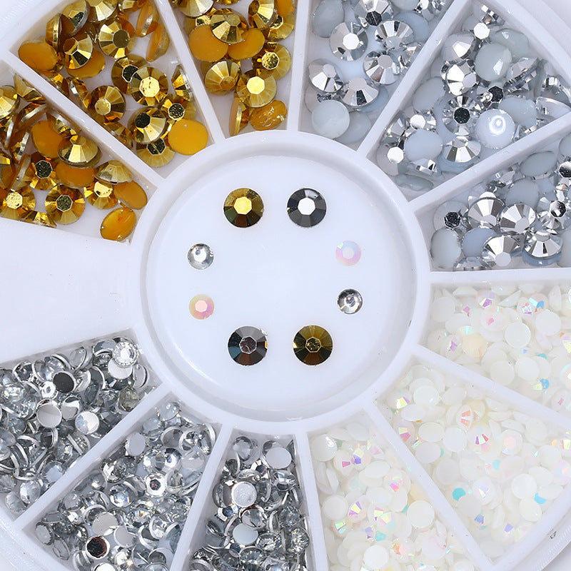 Nail Disc Ornament Nail Crystal Electroplating Rivet Metal Jewelry Gold And Silver Magic Color Flat Bottom Rhinestone Disc