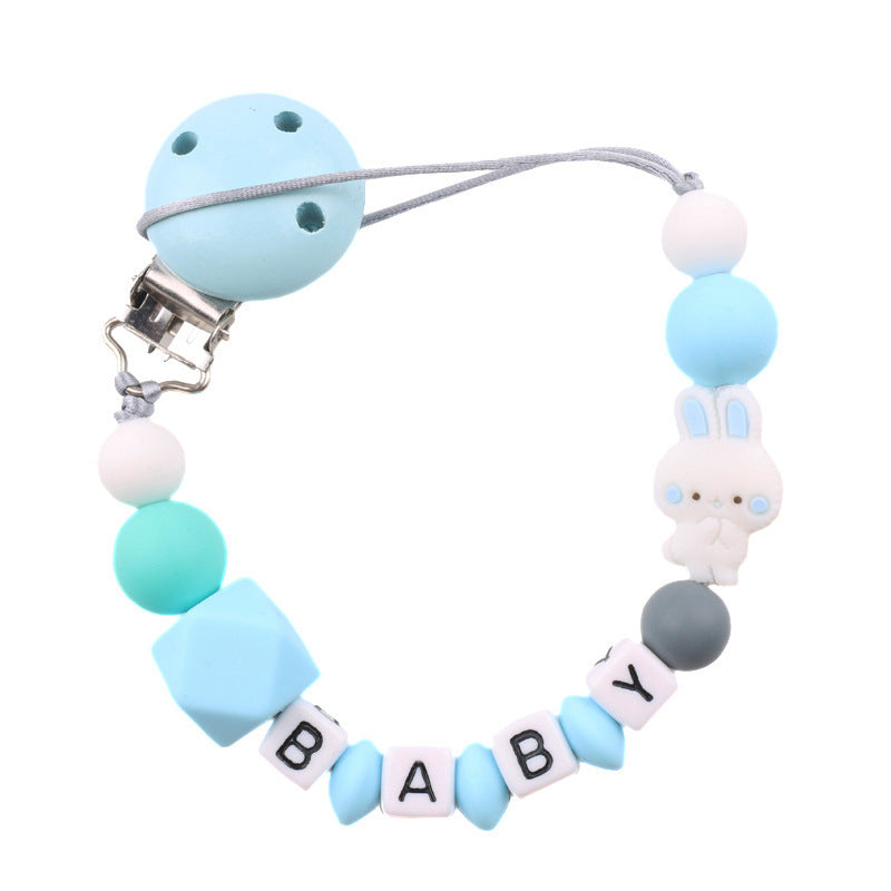 Bunny Silicone Bead Pacifier Clip – Anti-Drop Teether Chain for Babies Chain Baby Products