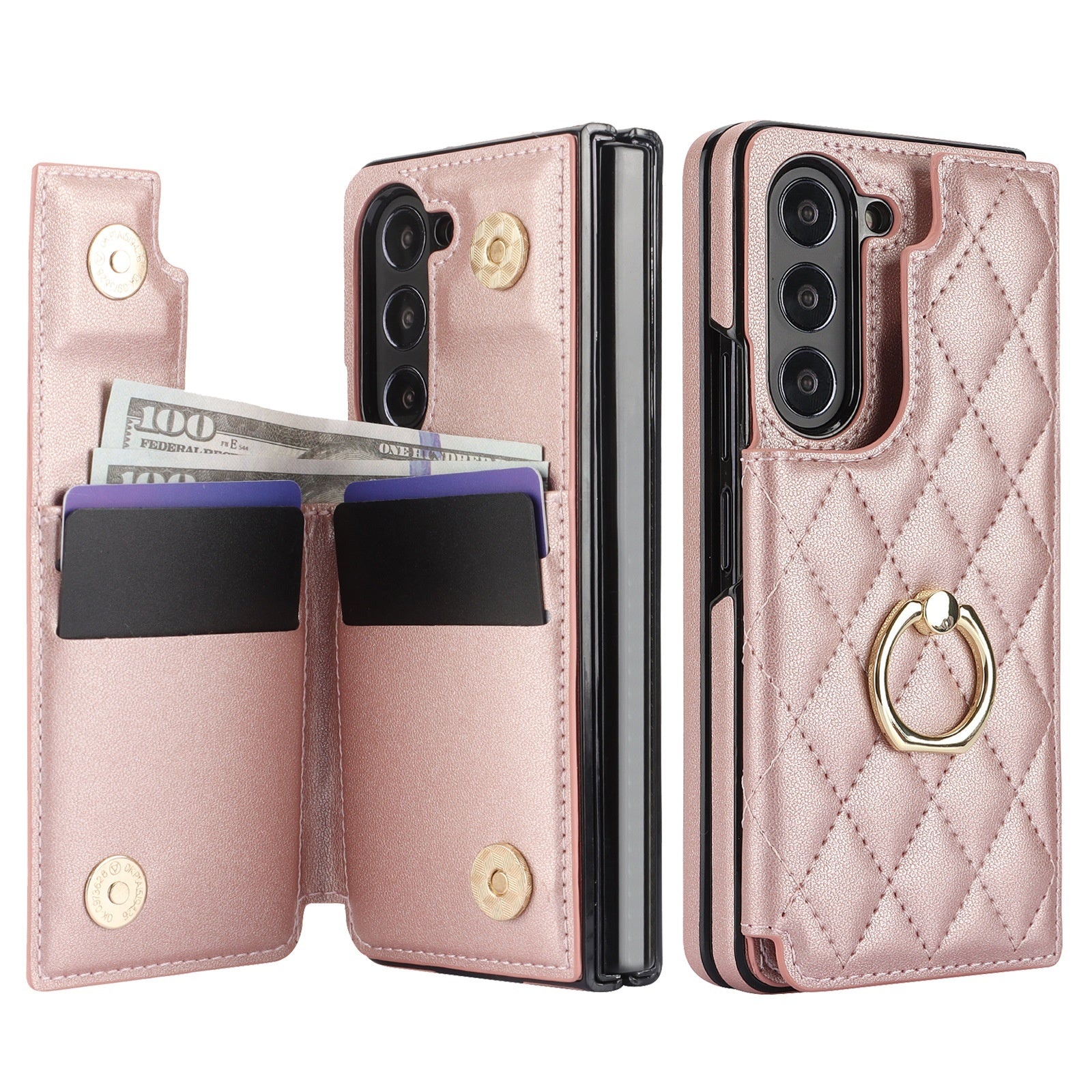 ZFOLD56 / ZFOLD34 Classic Style Leather Case with Ring & Double Buckle
