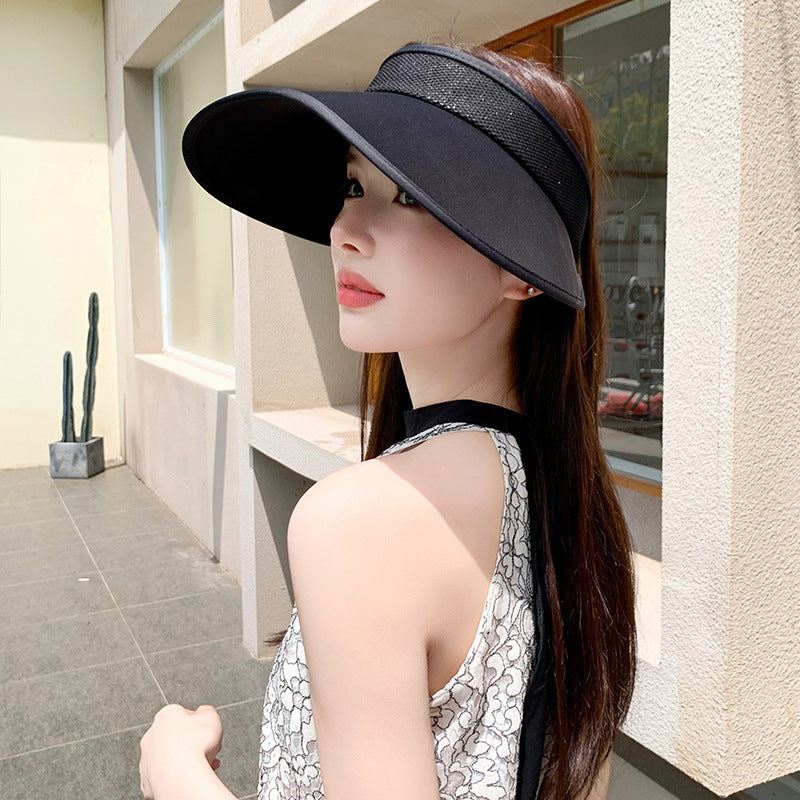 Breathable Two-Tone Peach Shape Big Brim Sun Visor Cap for Summer UV Protection