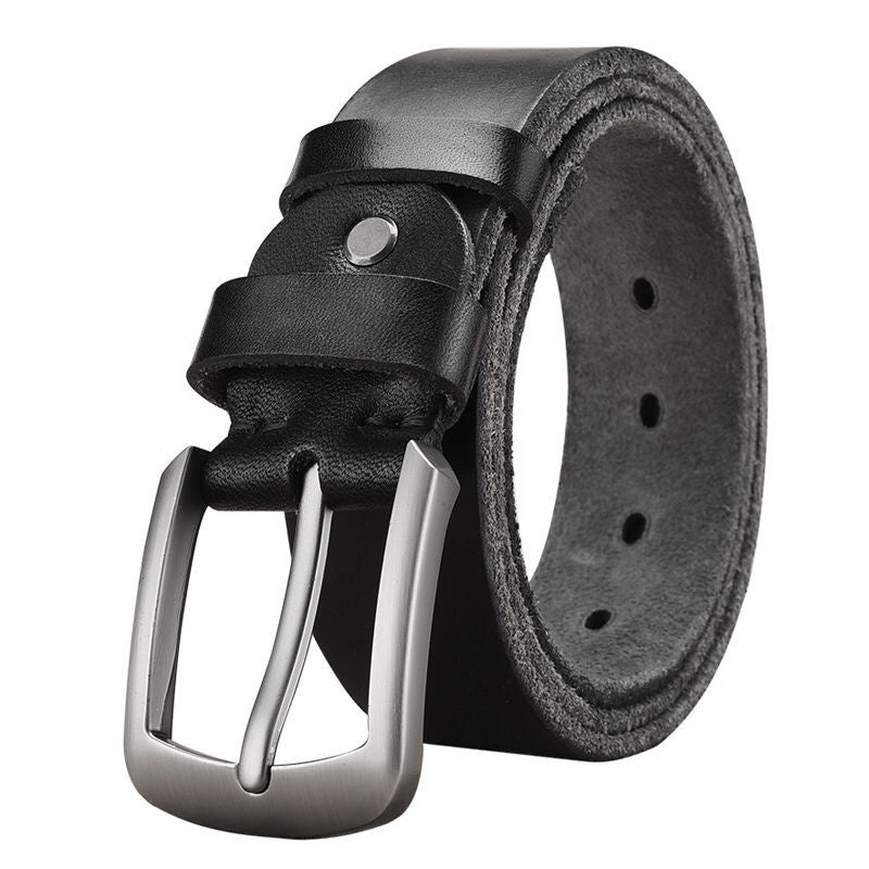 Men’s Leather Belt with Pin Buckle – Classic Durable Design