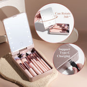 Rechargeable Makeup Brush Set – Brushes with Built-in Luminous Mirror
