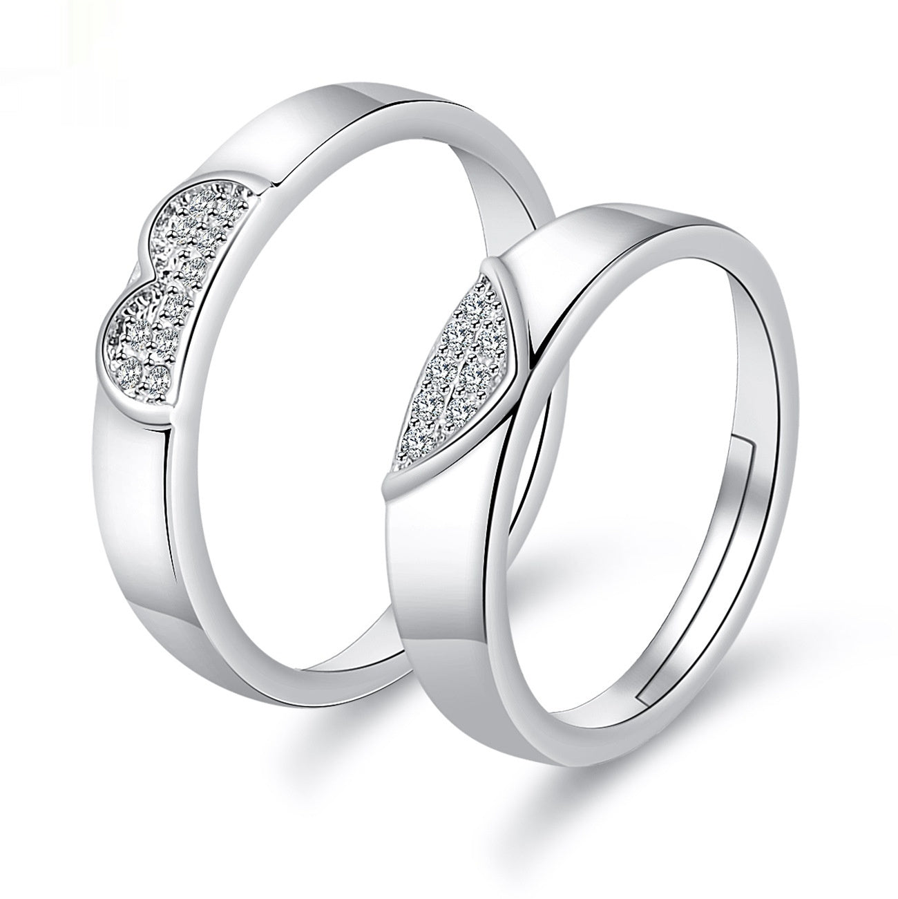 Elegant Crown-Shaped Moissanite Electroplated Copper Couple Rings Set