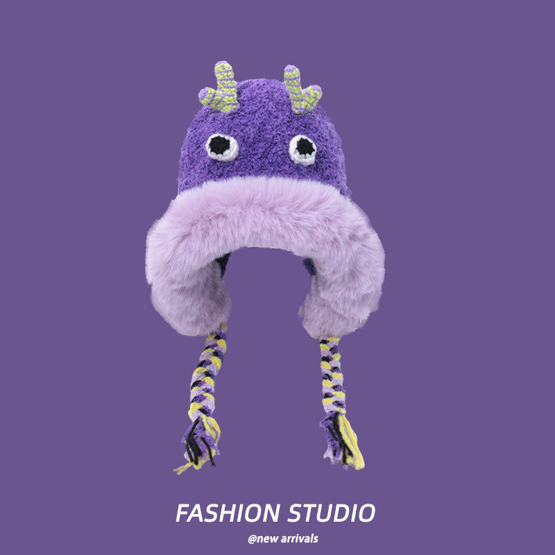 Versatile Plush Dome-Shaped Cartoon Monster Hat for Kids and Adults