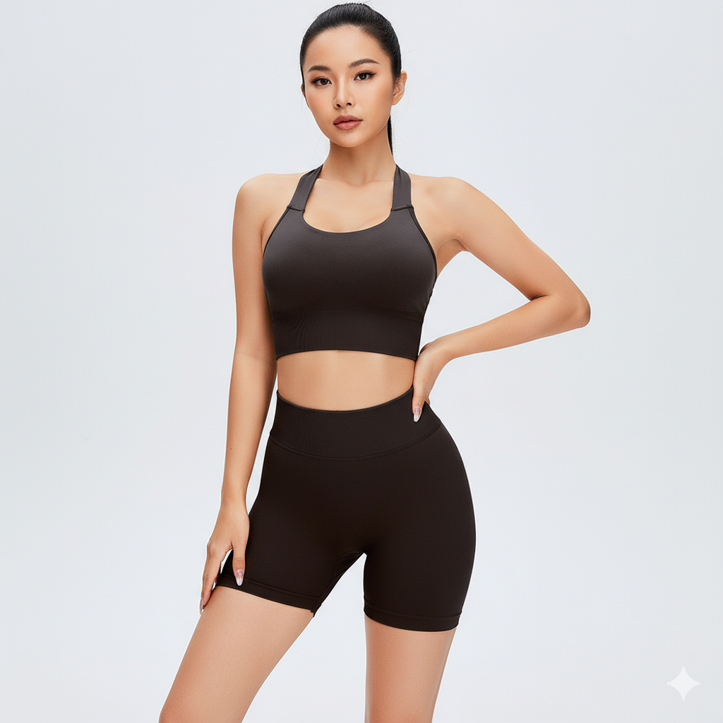 Women’s Sports Bra and High-Waist Shorts 2-Piece Set