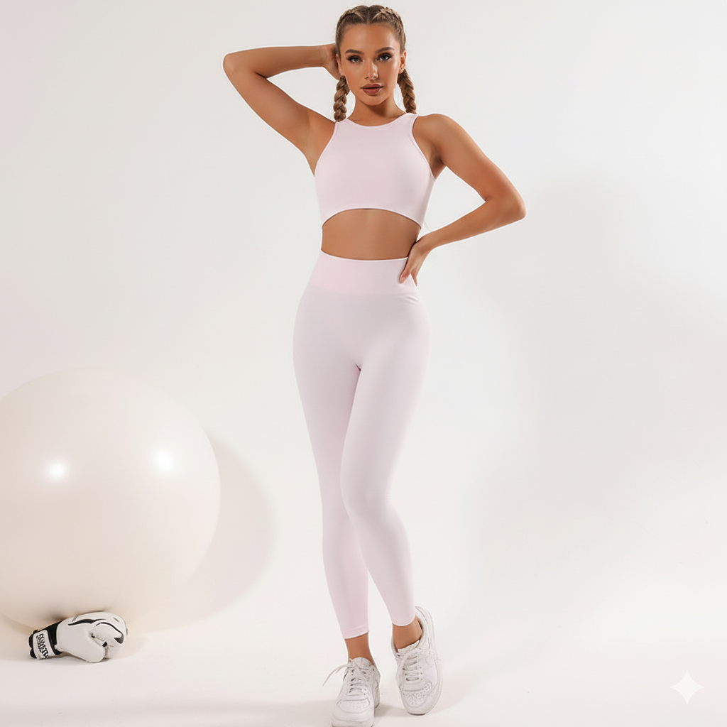 Women’s Seamless Quick-Dry Sports Bra and High-Waist Leggings 2-Piece Set