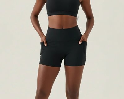 Classic Black Yoga Shorts for Women – Tummy Control High Waist Workout Shorts