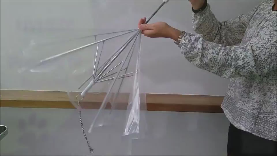 Load video: Transparent Pet Umbrella Adjustable Dog Rope