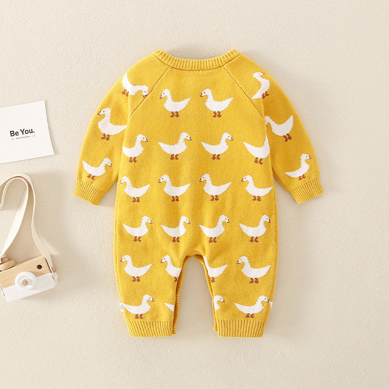 Autumn Cartoon Graphic Soft Cotton Knitted Romper