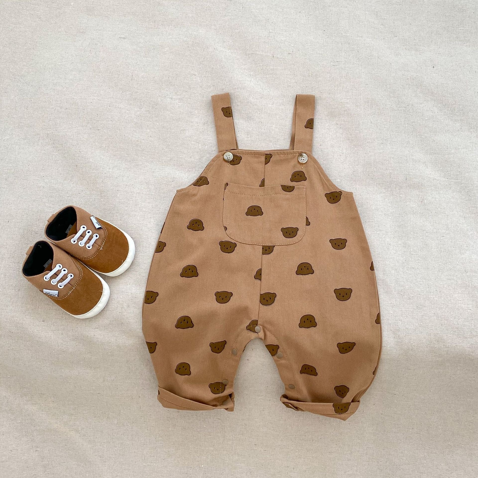 Cartoon Bear Pattern Overalls With Shirts Clothing Sets