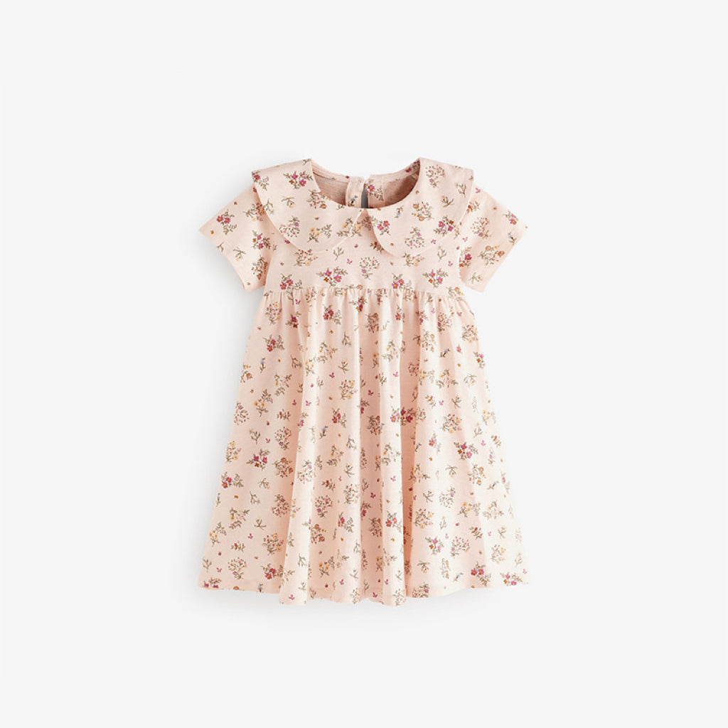 Baby Girl Ditsy Flower Pattern Doll Neck Dress