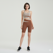 Women’s Color-Block Sports Bra and High-Waist Biker Shorts 2-Piece Set