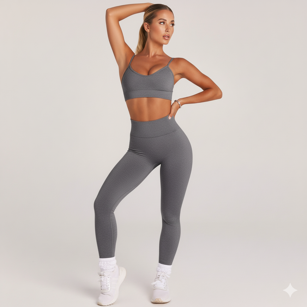 Women’s Seamless Crop Sports Bra & High-Rise Leggings  2-Piece Set